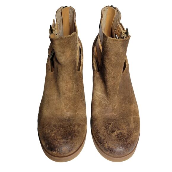 Korks Ease Gabriela Ankle Boots Brown Tan Leather Booties Distressed Boho Size 7 - Picture 9 of 13